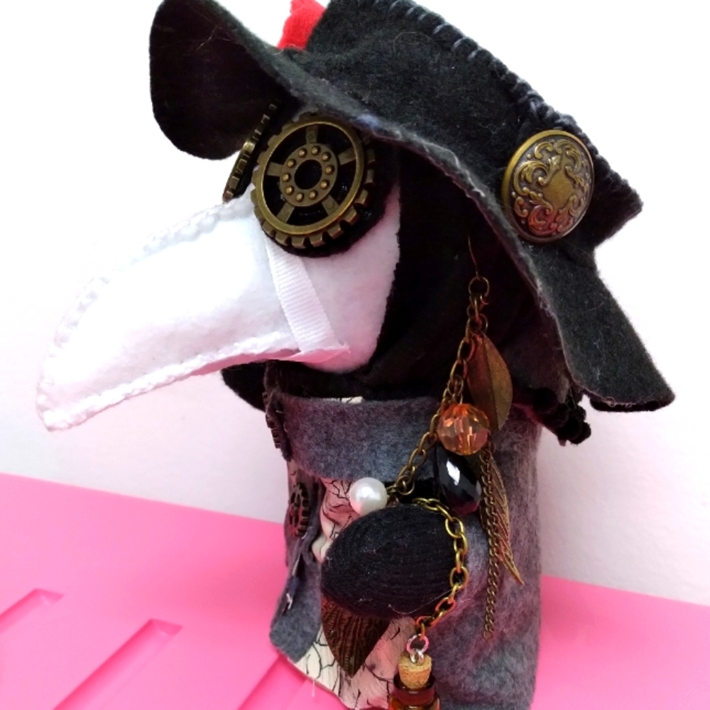 Plague doctor doll with staff all hand made